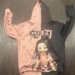 Anime Character Kids Hoodie - Pink and Black